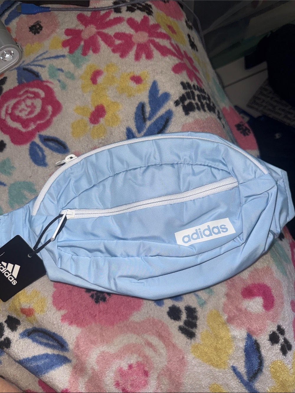 adidas Baby Blue Fanny Pack with White Accents